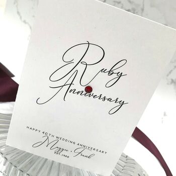 40th Ruby Jewel Personalised Anniversary Card, 5 of 5