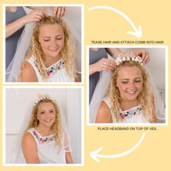 Festival Bride Hen Do Headband With Detachable Veil, 3 of 4