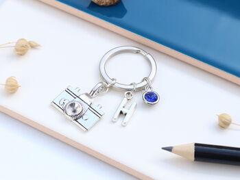 Personalised Camera Keyring Photographer Gift. Travel Keyring, 6 of 9