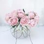 Luxury Pink Rose Bouquet In Glass Vase, thumbnail 3 of 8