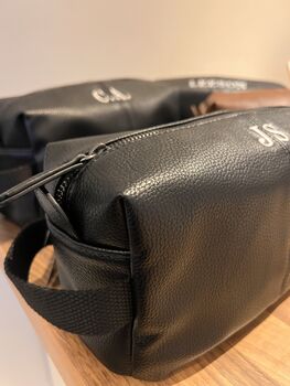 Personalised Wash Bag Full Grain Leather Look Nu Hide Pu, 7 of 9