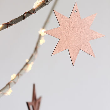 Scandinavian Christmas Tree Star Ornaments Pack Of Four, 4 of 5