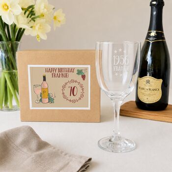 Personalised 70th Birthday Engraved Wine Glass Gift, 3 of 11