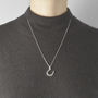 Lucky Horseshoe Sterling Silver Necklace On Long Chain, thumbnail 2 of 3