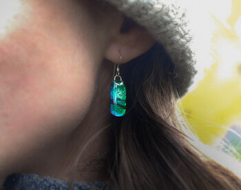 Stunning Emerald Green To Blue Drop Earrings, 4 of 8