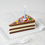 Birthday Chocolate Cake Slice Complete With Candle, thumbnail 5 of 7