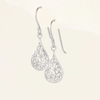 Rose Gold Filigree Earrings, 5 of 8