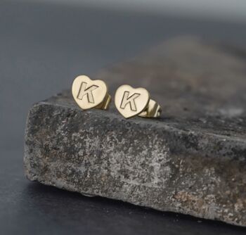 Heart Letter Initial Stainless Steel Stud Earring, 12 of 12