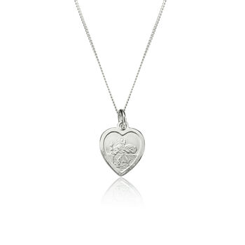Solid Gold Or Silver Heart St. Christopher Necklace, 3 of 6