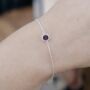 Sterling Silver February Amethyst Birthstone Bracelet, thumbnail 1 of 10