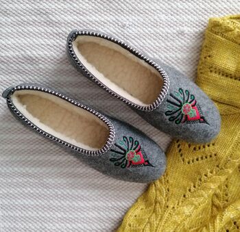 Dahlia Colourful Embroidered Ballerina Slippers, 2 of 4
