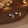 Sterling Silver Extra Tiny Cz Bar Screw Back Earrings, thumbnail 1 of 11