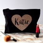 Personalised Sparkly Rose Gold Heart Make Up Bag, thumbnail 1 of 2