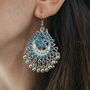 Small Intricate Floral Enamel Indian Boho Danglers, thumbnail 1 of 9