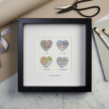 Personalised Four Hearts Message Map Picture, 4 of 5