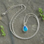 Raindrop Australian Opal Doublet Necklace In Sterling Silver, thumbnail 2 of 3