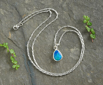 Raindrop Australian Opal Doublet Necklace In Sterling Silver, 2 of 3