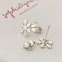 Personalised Sterling Silver Snowflake Earrings, thumbnail 2 of 3