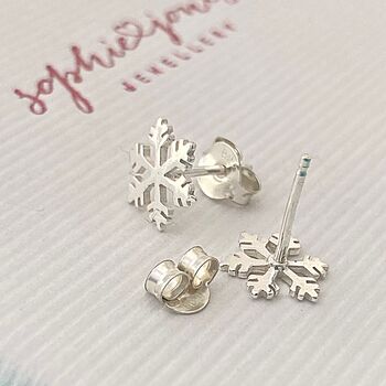 Personalised Sterling Silver Snowflake Earrings, 2 of 3