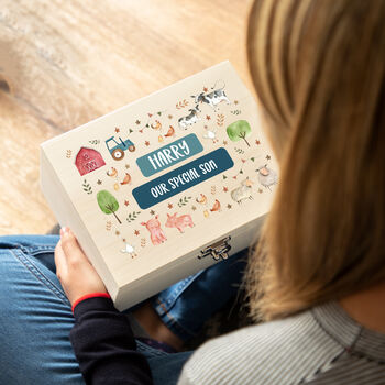 Personalised Farm Animals Keepsake Box Gift For Children, 6 of 6