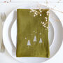 Embroidered Trees And Stars Linen Napkins, thumbnail 5 of 5