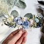 Dusty Blue And White Floral Hair Comb, thumbnail 7 of 10