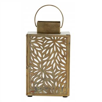 Antiqued Lantern With Cut Out Leaves, 3 of 3