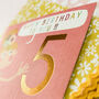 Copper Foiled Flower Girl 5th Birthday Card, thumbnail 4 of 5