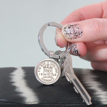 Any Date Personalised Sixpence Keyring, 6 of 10