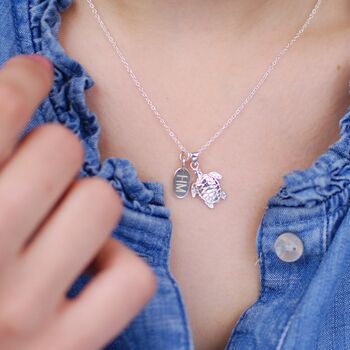 Personalised Sterling Silver Sea Turtle Necklace, 2 of 9