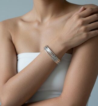 Nami 925 Sterling Silver Plated Twist Bangle, 2 of 5