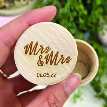 Personalised Mrs And Mrs Wedding Ring Box, 3 of 3