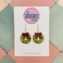 Green Christmas Wreath Glitter Resin Earrings, thumbnail 5 of 8