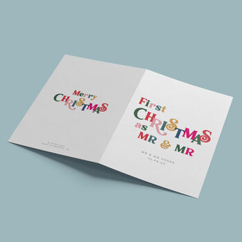 Personalised 'First Year As Mr And Mr' Christmas Card, 3 of 4