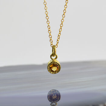 Citrine November Birthstone Gold Plated Silver Necklace, 2 of 10