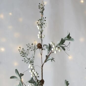 White Berry Spray With Frosted Leaves, 4 of 7