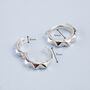 Sterling Silver Pyramid Spike Huggie Hoop Earrings, thumbnail 2 of 4