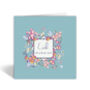 Eid Mubarak Greeting Card In Blue With Blossoms, thumbnail 1 of 3
