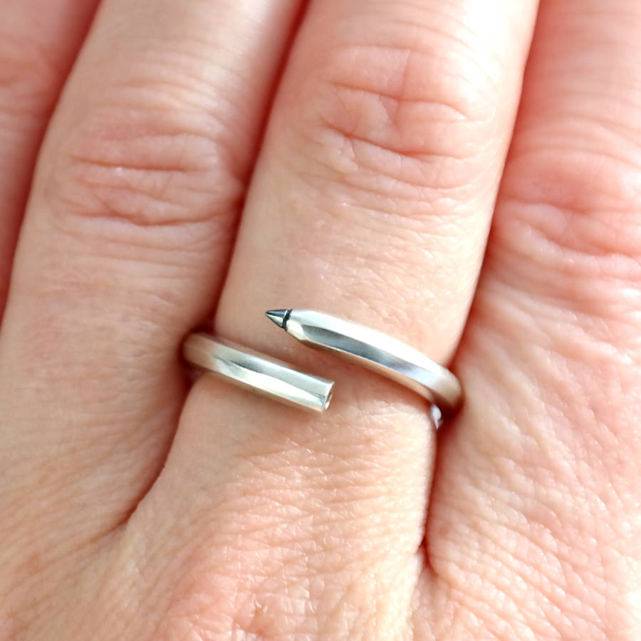 Pencil Ring Handmade Sterling Silver And Black Diamond By Rock Cakes