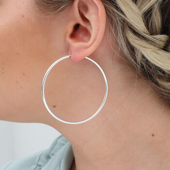 Sterling Silver Sleeper Style Hoop Earrings, 5 of 11