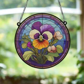 Pansy Stained Glass Effect Suncatcher, 4 of 6