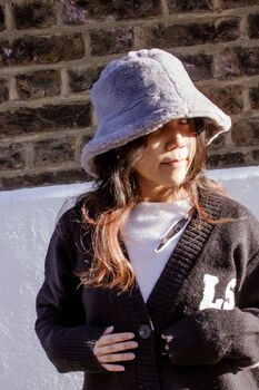 Seal Grey Fluffy Bucket Hat, 5 of 5