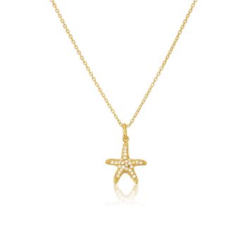 Maddalena Yellow Gold Plated Starfish Necklace, 3 of 4