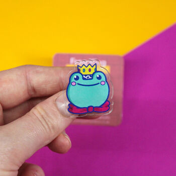 Recycled Acrylic Frog King Pin Badges, 4 of 5