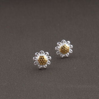 Sterling Silver Sunflower Earrings 'Sunshine', 9 of 10