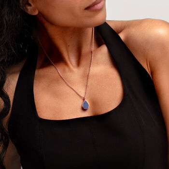 Teardrop Lapis Urn 18 K Rose Gold Plated Silver, 3 of 9