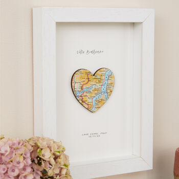 Custom Map 3D Heart Engagement Gift Wall Art, 6 of 10