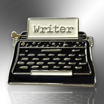 Black Vintage Typewriter Writer's Enamel Lapel Pin Badge, Gift For Writers And Bloggers, 3 of 8