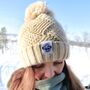 Oatmeal Patchwork Reflective Superbobble Hat, thumbnail 1 of 6