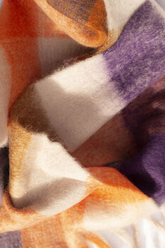 Orange Purple Plaid Warm Wrap Scarf, 5 of 7